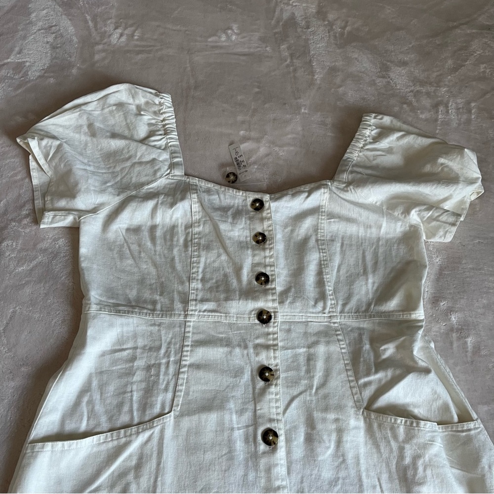 Sold! ❤️Madewell Linen-Cotton Puff-Sleeve Mini Dress - Picture 6 of 15